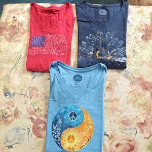 Bundle of 3 Life is Good Women's Tee Shirts, Size Small, New